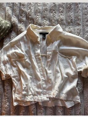 Forever 21 Cream Button-Up Top